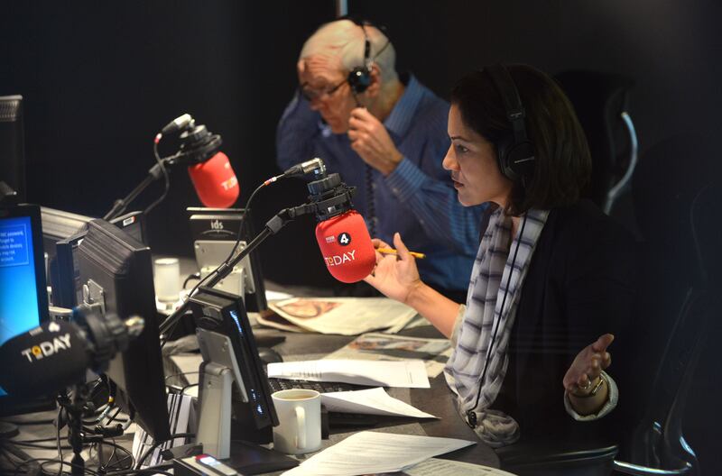 Mishal Husain pictured with John Humphrys when she began at BBC Radio 4’s Today programme