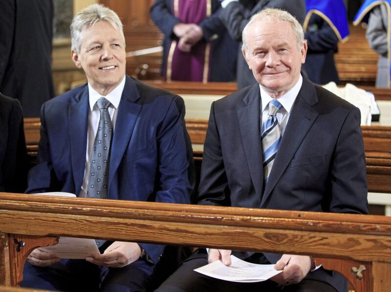 Former First Minister Peter Robinson with then Deputy First Minister Martin McGuinness