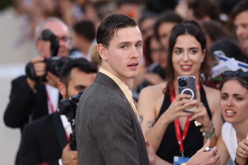 Harris Dickinson poses for photographers upon arrival for the premiere of the film Babygirl (Vianney Le Caer/AP)