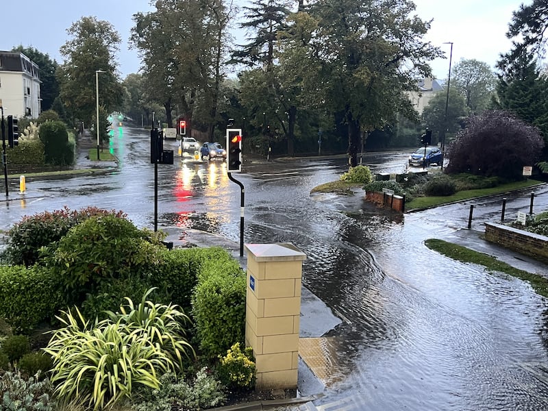 A thunderstorm in Cheltenham on Friday caused flooding