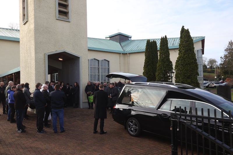 The coffin of Kacper Dudek is taken from St Patrick’s Church in Murlog