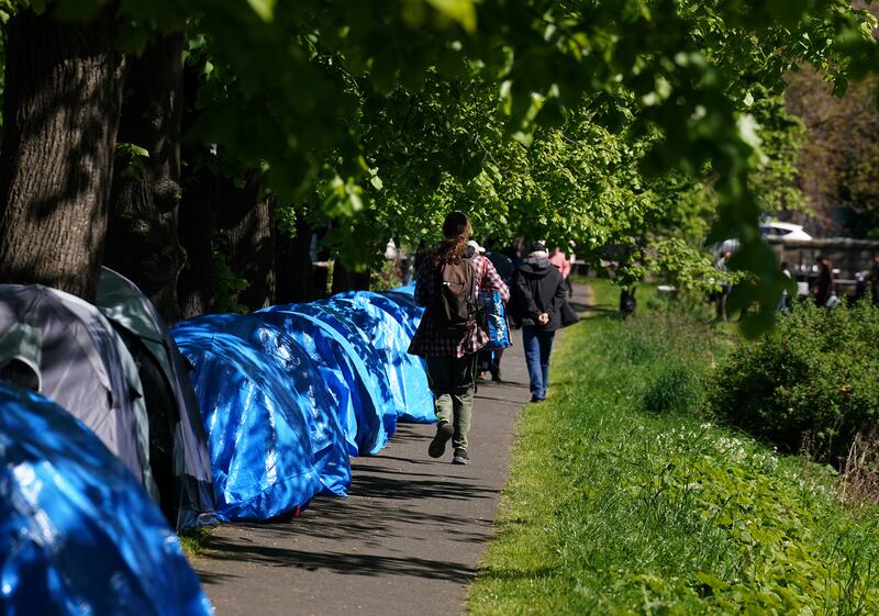 The encampment grew over the weekend