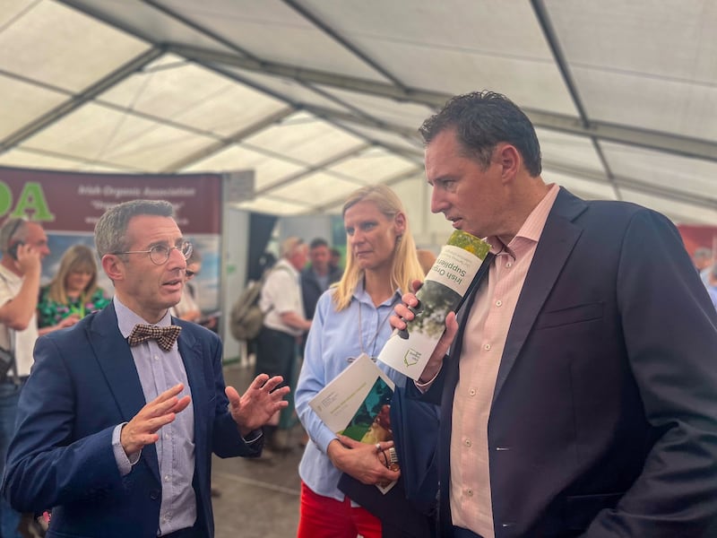 DAERA Minister is pictured with DAFM Minister Charlie McConologue at the Ploughing Championships in Co. Laois.