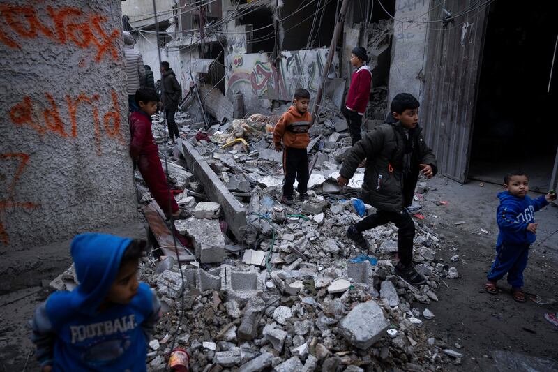 The scene after an Israeli strike in Rafah (Fatima Shbair/AP)