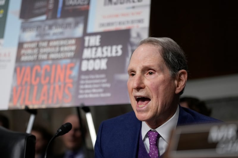 Committee member Senator Ron Wyden questions Robert F Kennedy Jr (Ben Curtis/AP)