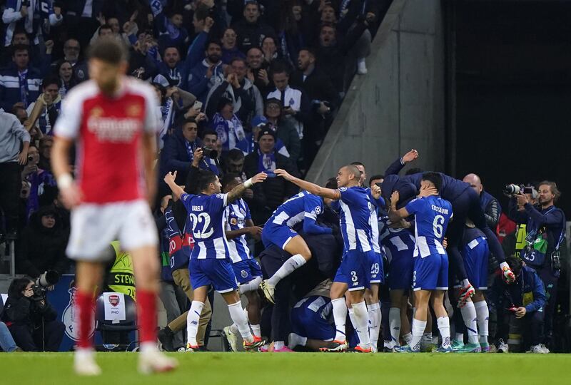 Porto players celebrate Galeno’s late winner
