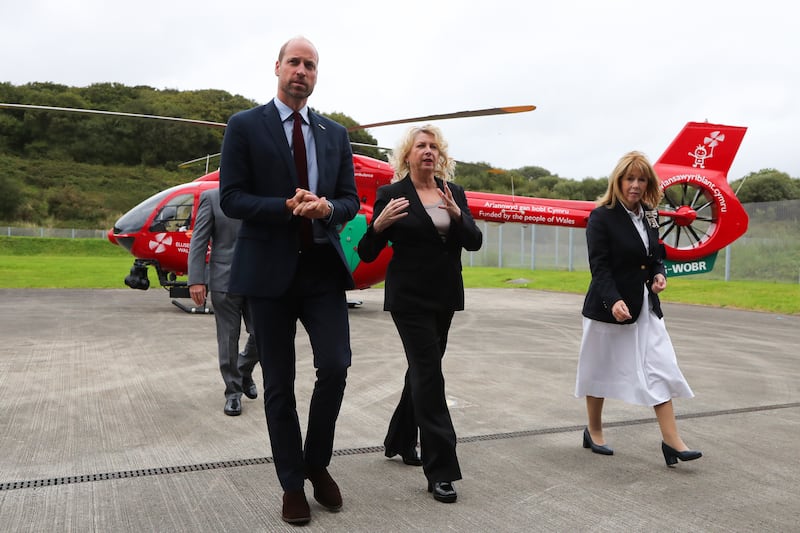 William, patron of Wales Air Ambulance, with chief executive of the Wales Air Ambulance Charity Sue Barnes