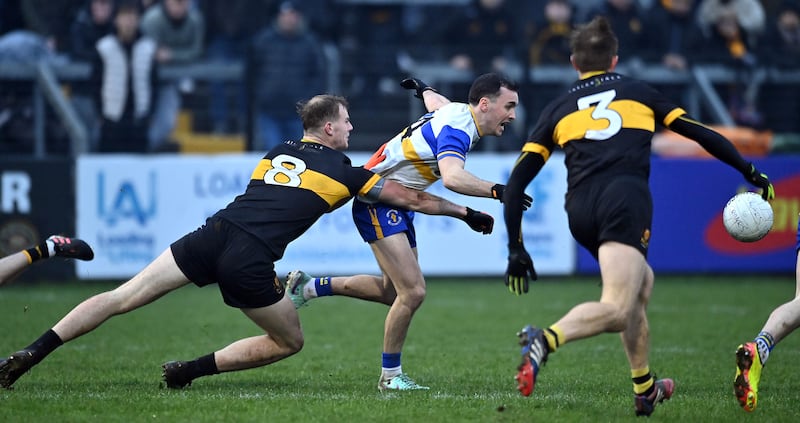 Sunday 12th January 2025
Darragh Canavan of Errigal Ciaran in action against Mark O’Shea of Dr Croke’s in the All Ireland Club Senior championship Semi Final at St Conleth’s Park Newbridge, Co. Kildare. Picture Oliver McVeigh