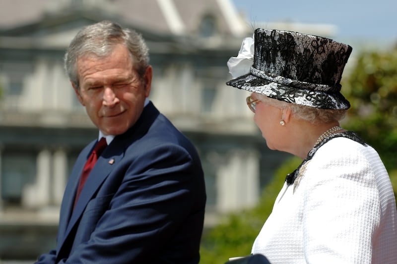 The Queen and the then US president George Bush deliver speeches at the White House during the Queen’s state visit to America in 2007