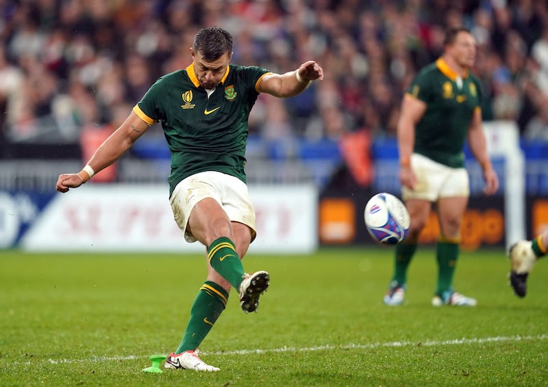 Handre Pollard kicked South Africa’s winning penalty in their semi-final against England (David Davies/PA)