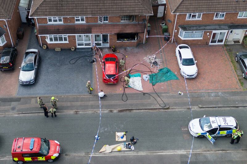 Emergency services at the scene in Plascom Road, East Park, Wolverhampton, on Tuesday June 25