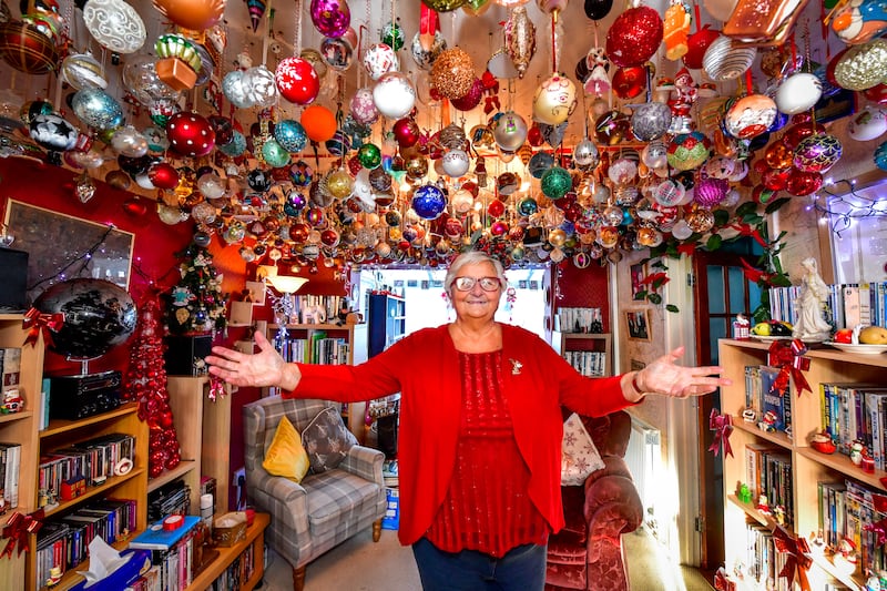 Sylvia Pope and her collection of Christmas bauble ornaments