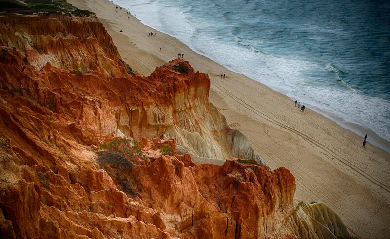 The orange cliffs of Falesia Beach, Portugal