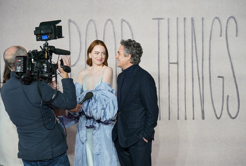 Emma Stone and Mark Ruffalo attend the UK gala screening of Poor Things