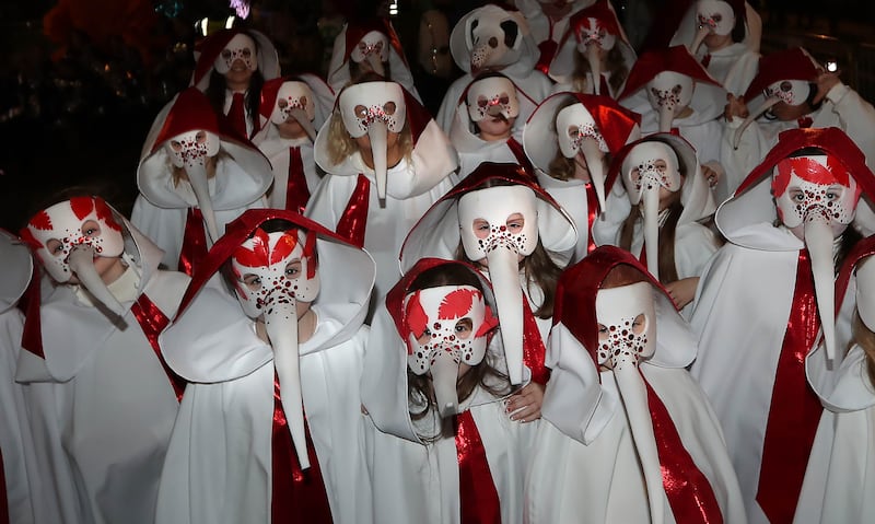 On the Derry Halloween carnival parade in the city on Thursday night. Picture Margaret McLaughlin  31-10-24