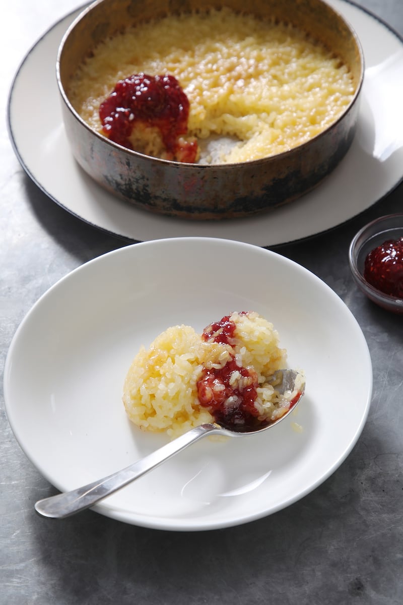 Baked rice pudding