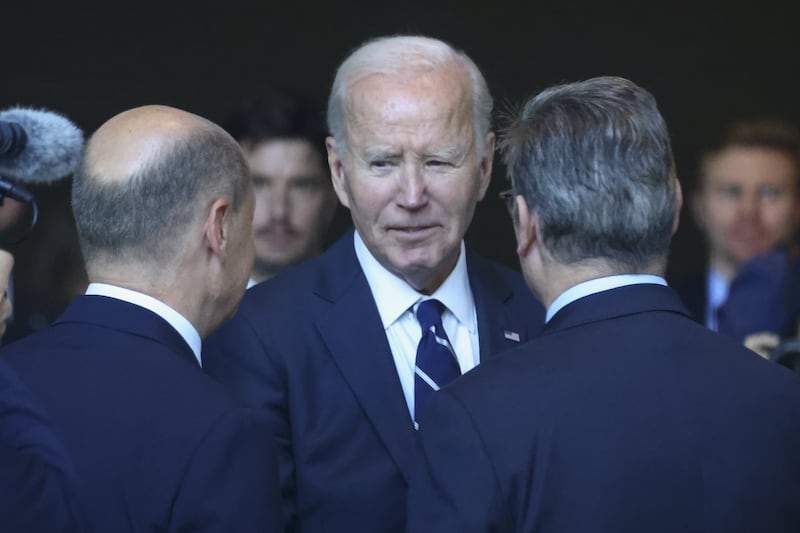 Sir Keir Starmer with German Chancellor Olaf Scholz and US President Joe Biden