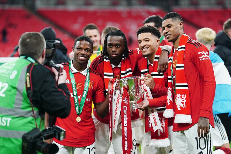 Rashford, right, scored as United won the 2023 Carabao Cup final