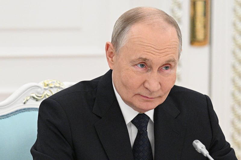 Russian President Vladimir Putin announced his plan to de-dollarise the world economy at the latest Brics summit last month (Ramil Sitdikov/Sputnik/Kremlin Pool Photo/AP)