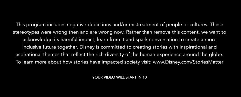 An example of a Disney content warning