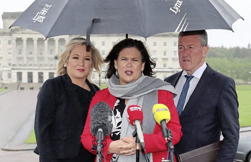 Sinn F&eacute;in leader Mary Lou McDonald (centre) said the talks process needed a &#39;step change&#39;. Picture by Niall Carson/PA Wire 