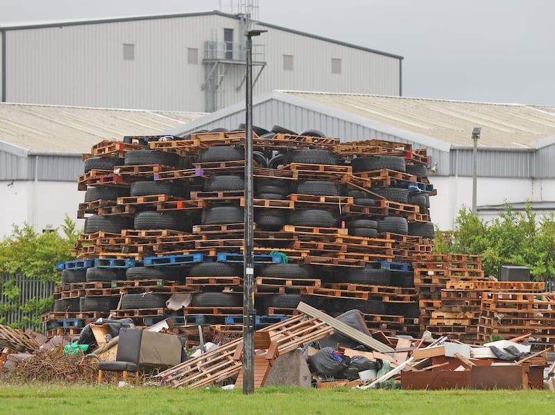 Tyres on a Bonfire in The Steeple estate area of Antrim.