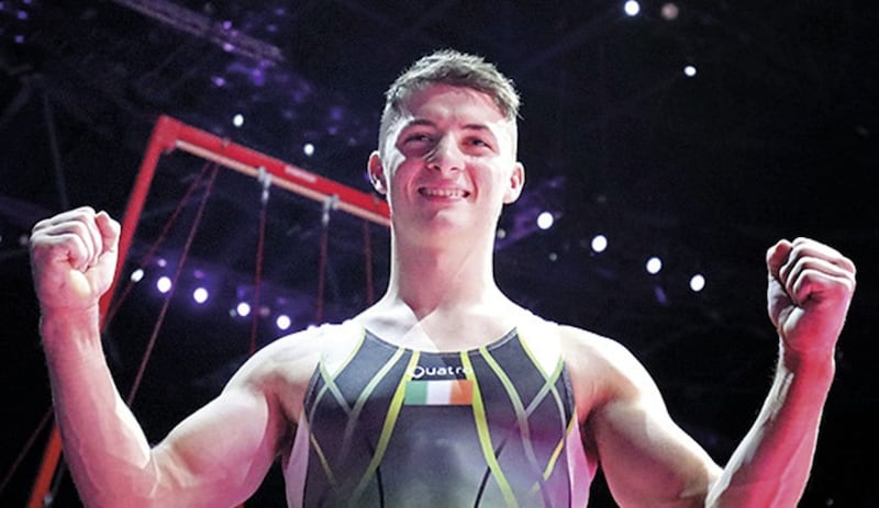 Rhys McClenaghan winning gold on the pommel horse at the 2018 European Championships 