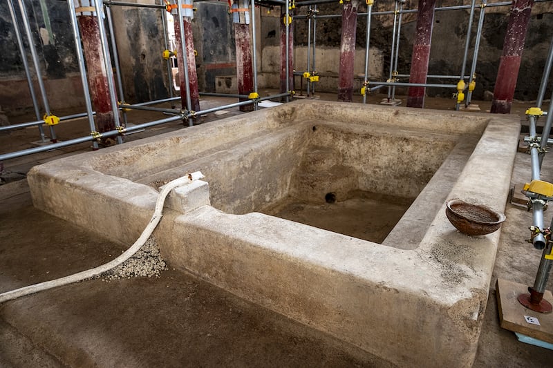 The private bathhouse would have been used by the ruling classes to entertain (Archaeological Park of Pompeii Press Office Via AP)