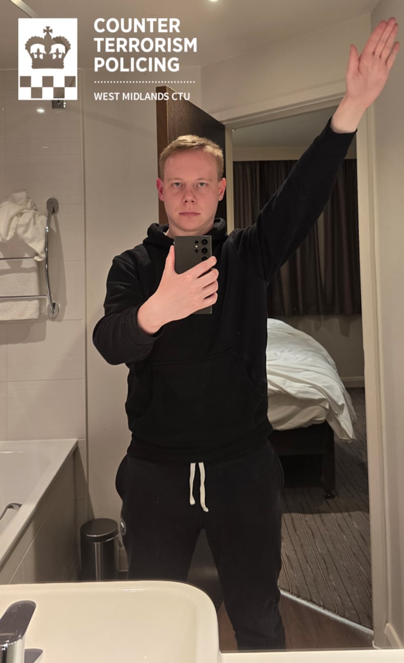 A pciture of Callum Parslow giving a Nazi-stryle salute was found on his phone