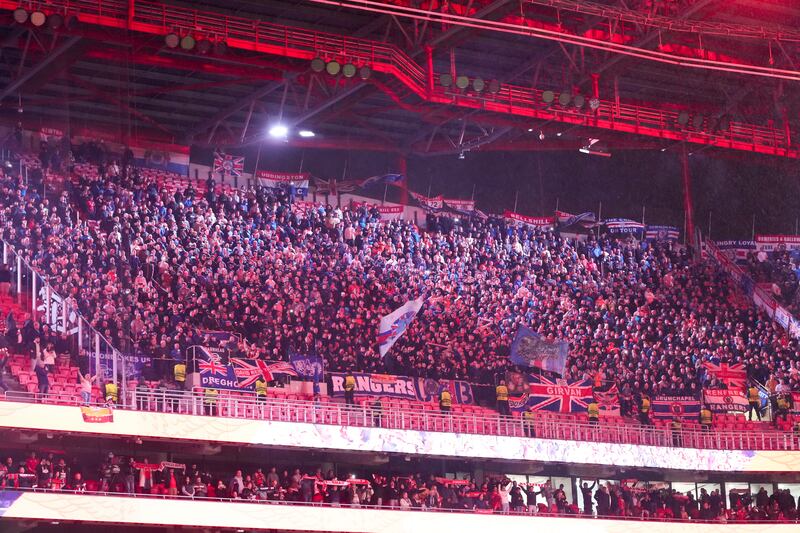 Rangers were backed by 3,500 fans in Lisbon (Armando Franca/AP)