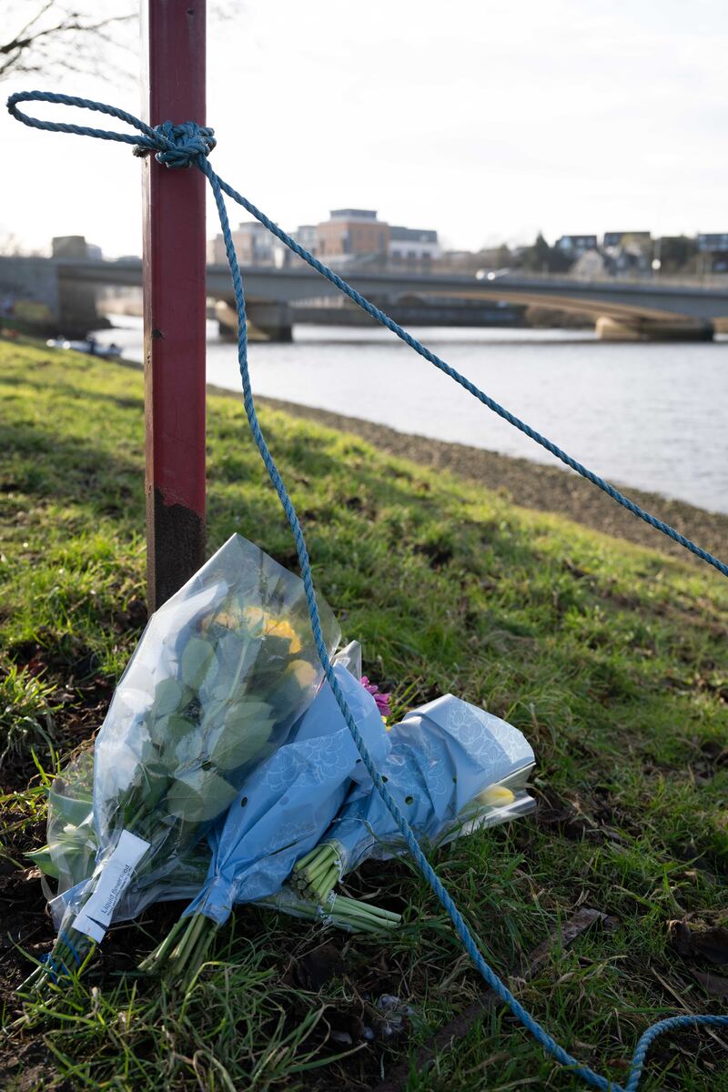 Flowers have been left near to the Queen Elizabeth Bridge