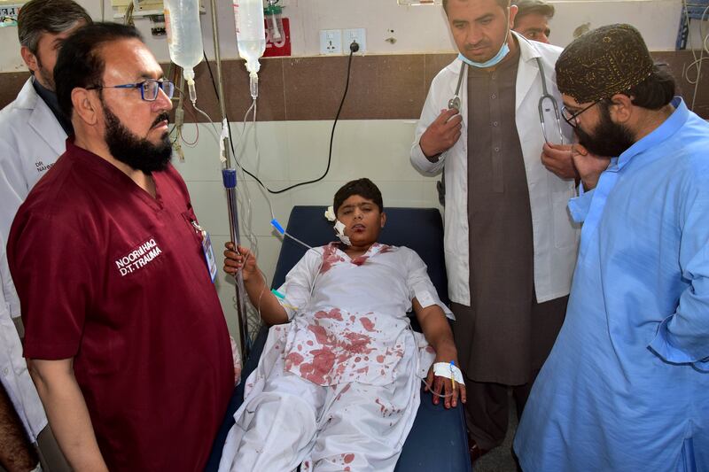 A boy who was injured in the explosion in Mastung is treated at a hospital in Quetta (Arshad Butt/AP)