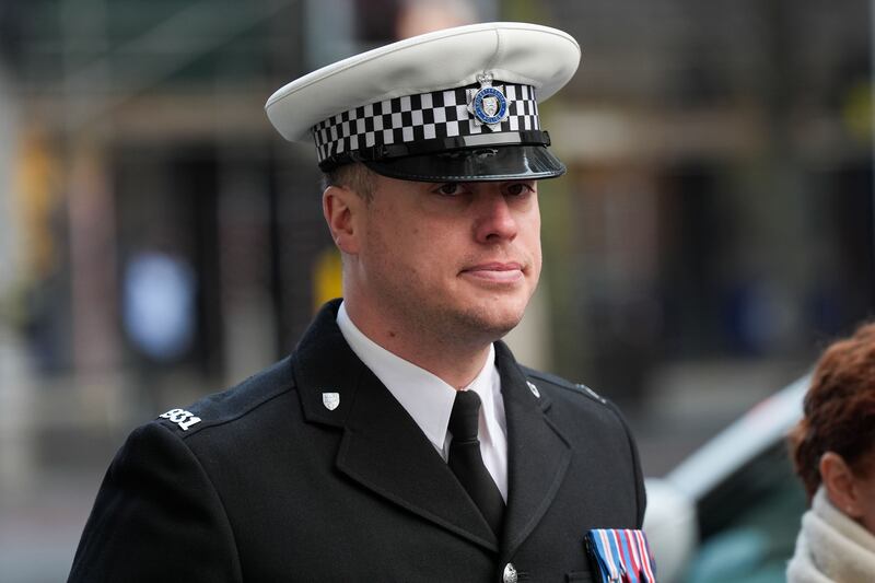 Sergeant Mike Hooper of Leicestershire Police arriving at Leicester City Hall