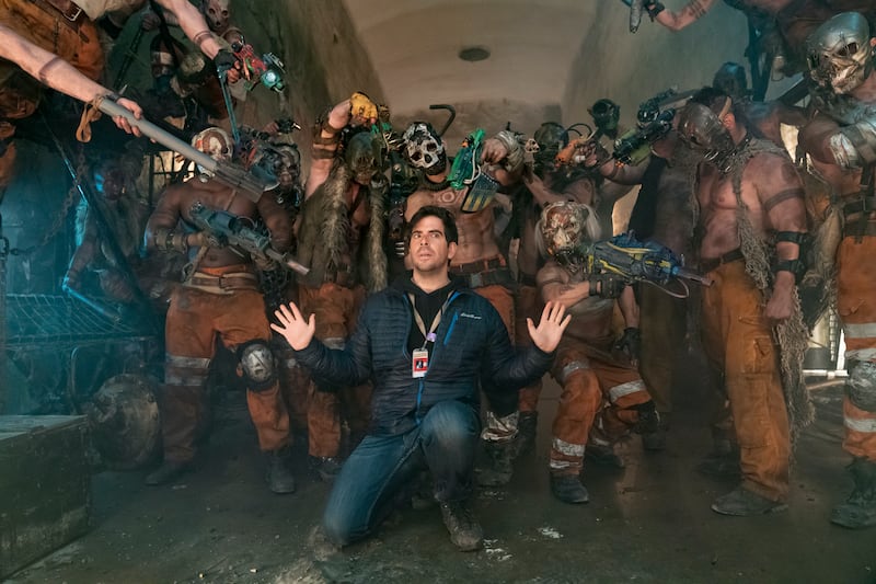 Eli Roth on the set of Borderlands