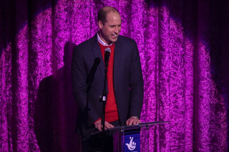 The Duke of Cambridge gives a speech on stage 