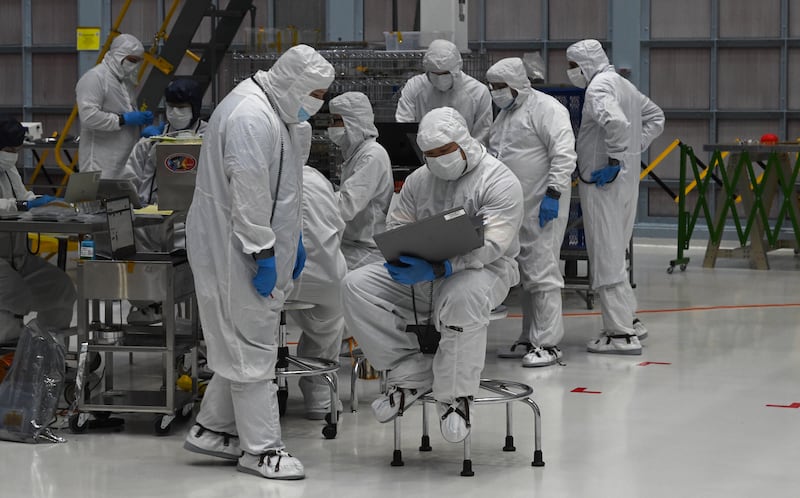 No dust or stray hairs are allowed in the clean room to protect the telescope's instruments. PICTURE: Michael S. Williamson/The Washington Post