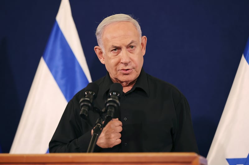 Benjamin Netanyahu reiterated that his goal was the ‘elimination’ of Hamas (Pool via AP)