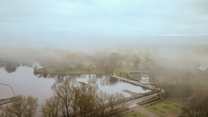 A blanket of fog over Stanley Park in Blackpool, Lancashire