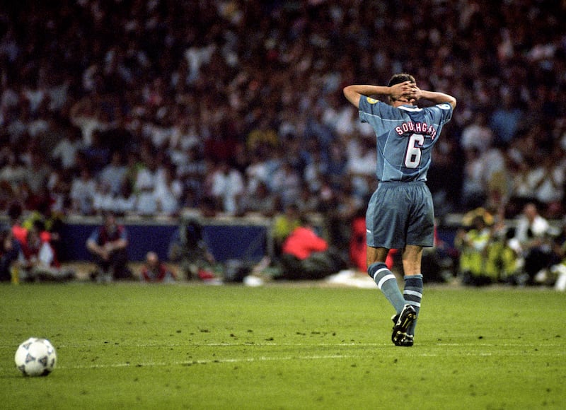 Gareth Southgate failed to score in the penalty shoot-out between England and West Germany in the semi-final of Euro 96