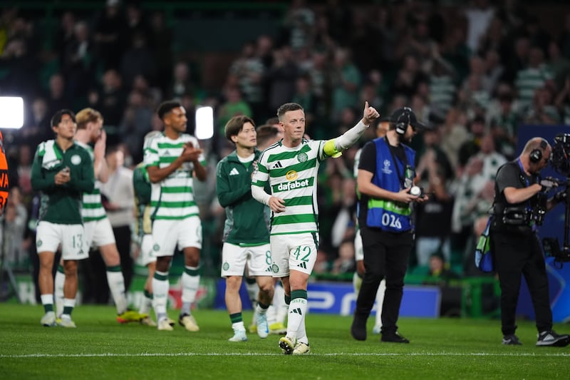 Celtic’s Arne Engels celebrates scoring their side's third goal of the game during the UEFA Champions League, league stage  match at Celtic Park, Glasgow. Picture date: Wednesday September 18, 2024. PA Photo. See PA story SOCCER Celtic. Photo credit should read: Andrew Milligan/PA Wire.

RESTRICTIONS: Use subject to restrictions. Editorial use only, no commercial use without prior consent from rights holder.