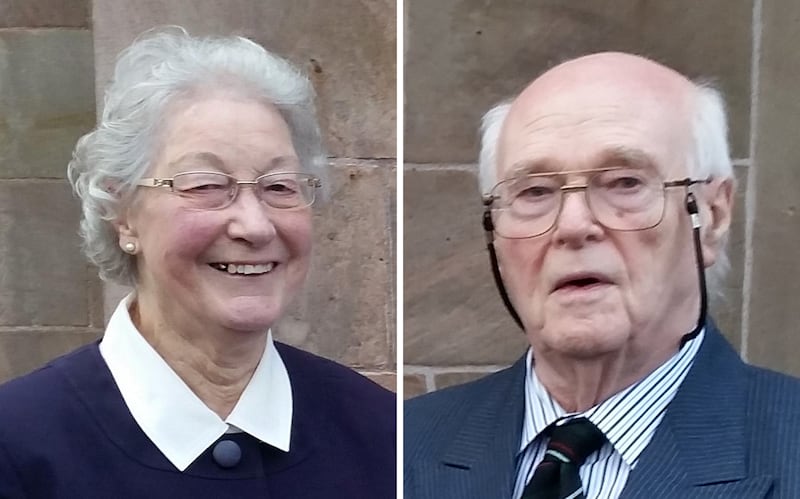 Undated handout photos issued by the PSNI of Marjorie Cawdery (left) and Michael Cawdery, both 83, who were found murdered in their own home in Portadown, Co Armagh, on Friday.
