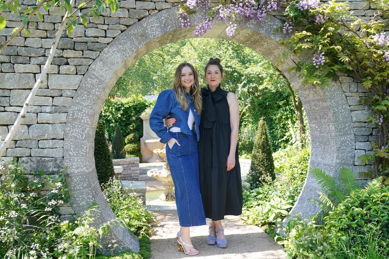 Bridgerton cast members Hannah Dodd (left) and Ruth Gemmell (right) in the Bridgerton Garden