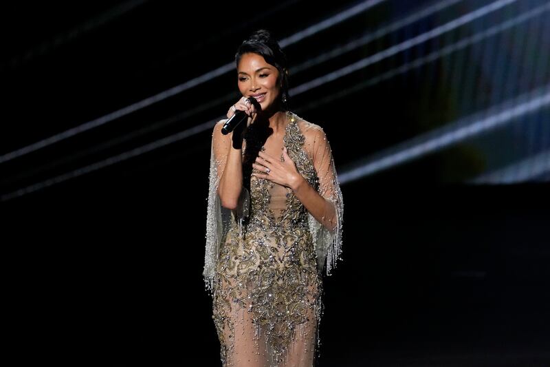 Nicole Scherzinger singing What I Did for Love for the In Memoriam segment during the 77th Tony Awards (Charles Sykes/Invision/AP)