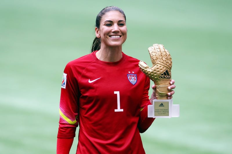 USA goalkeeper Hope Solo wins the golden glove award at the 2015 Women's World Cup