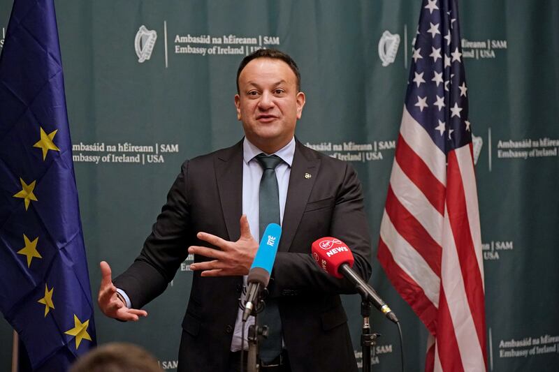 Taoiseach Leo Varadkar speaks to the media at the Salamander Hotel in Washington DC on Thursday