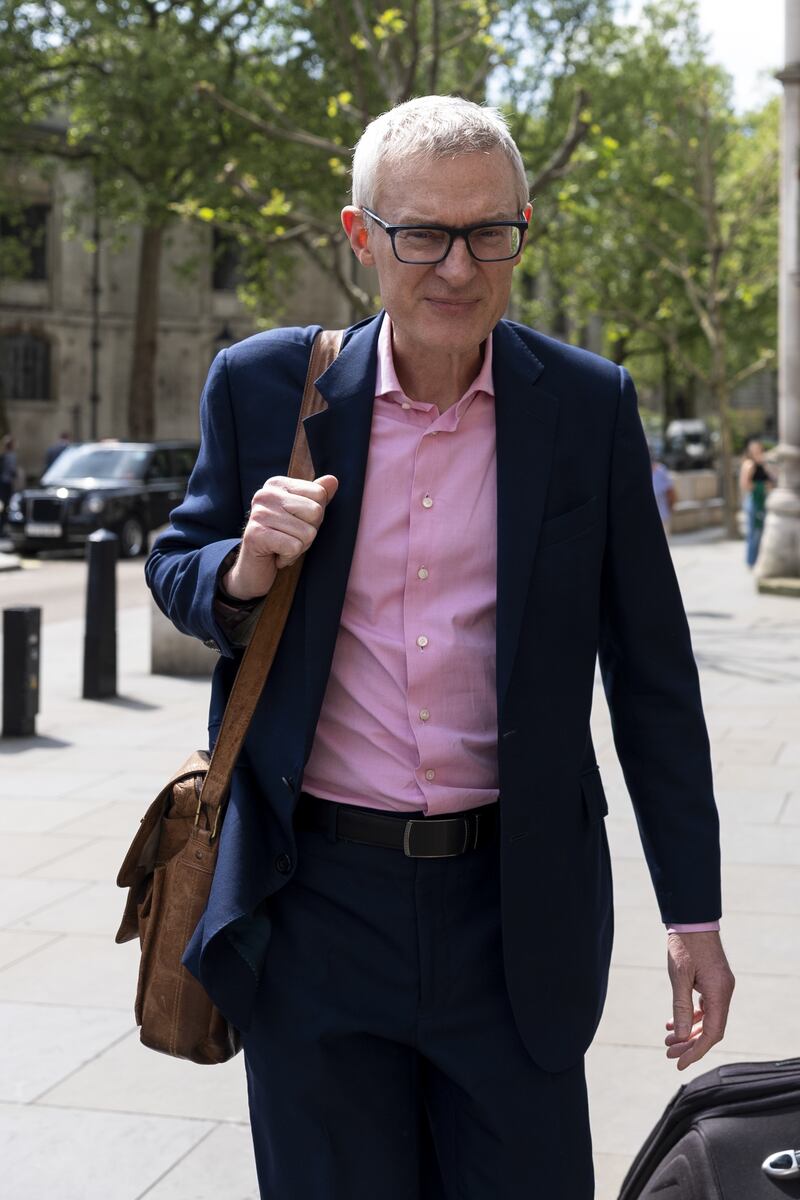 Jeremy Vine arriving at the Royal Courts of Justice for the hearing in May