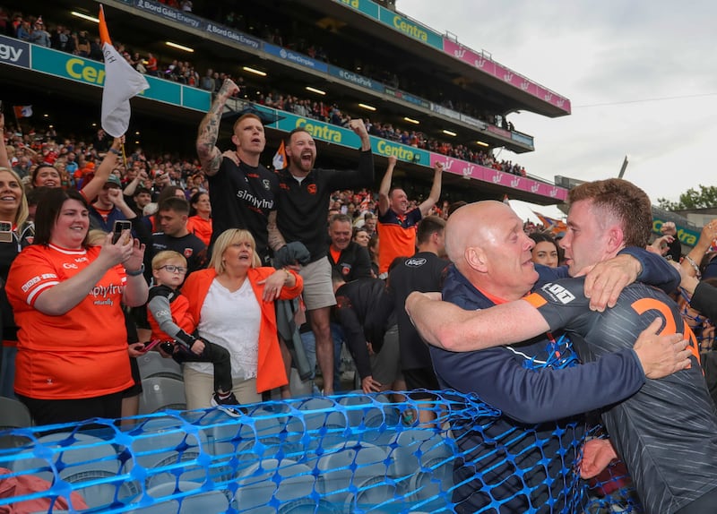 Armagh supporters enjoy their win over Kerry.