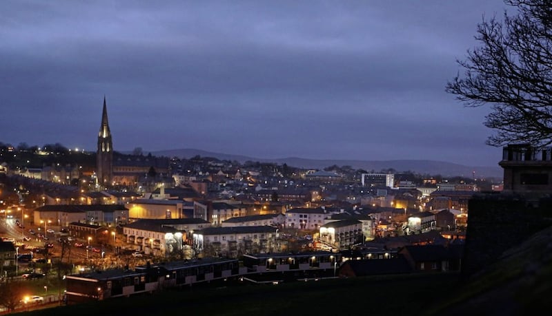 The Bogside area of Derry city, below the Derry Walls where the British Paratroopers shot dead 13 unarmed men who were taking part in a Civil Rights march on Sunday 30th January 1972. Another man died months later from his injuries. Many people were injured in the atrocity. The 50th anniversary of the murders will be marked in Derry on Sunday. Picture Margaret McLaughlin  28-1-2022. 