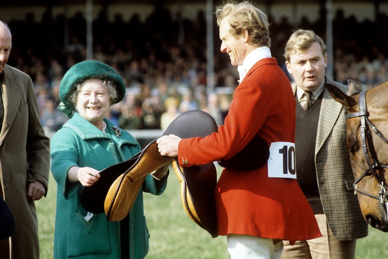 Richard Meade, pictured with the Queen Mother in 1982, had a glittering equestrian career, winning Olympic golds as well as the Badminton Horse Trials