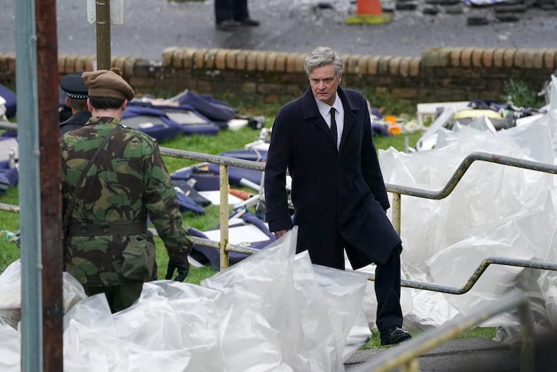 Colin Firth on set in Bathgate, West Lothian, during filming for Lockerbie: A Search for Truth